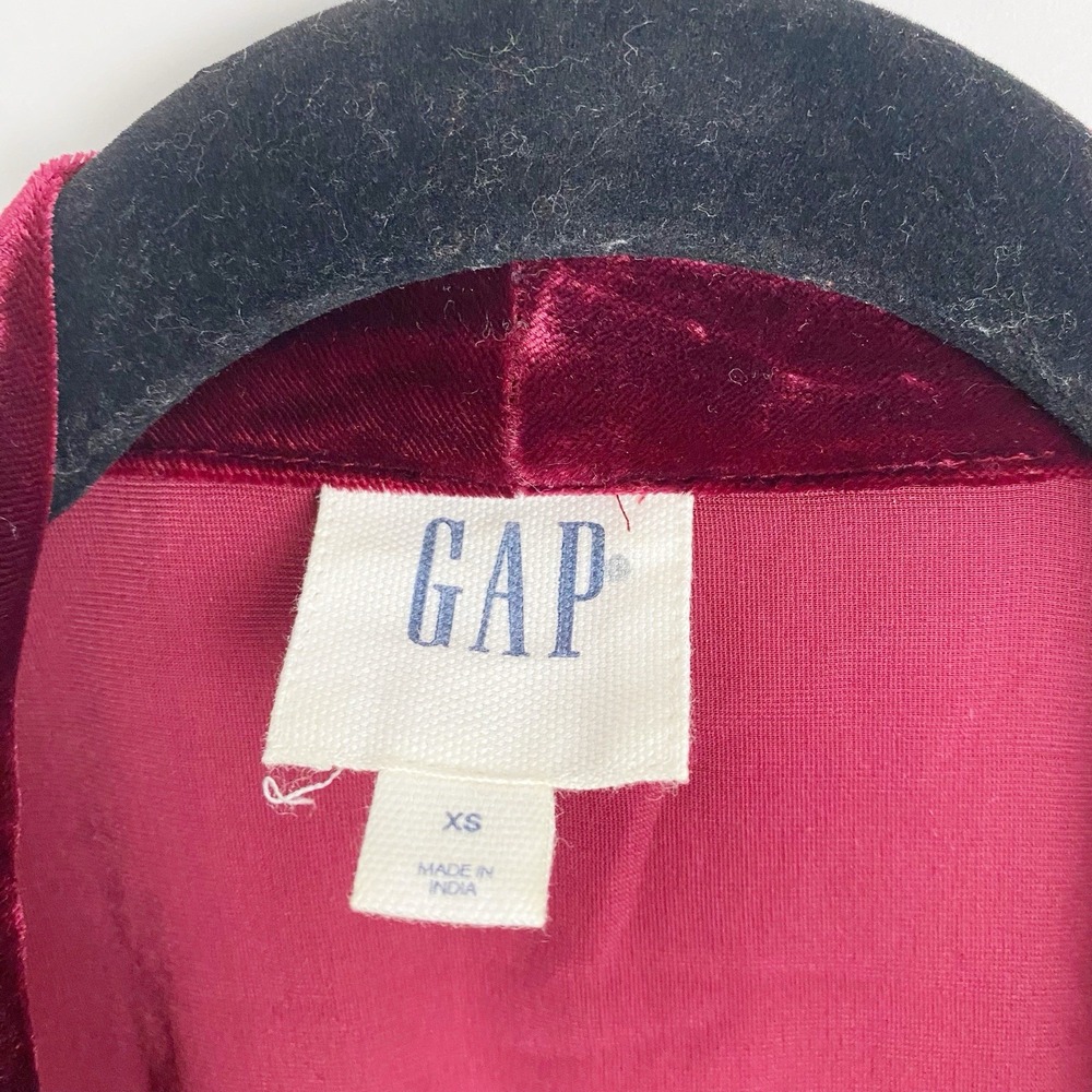 GAP Silk Blend Velvet Kimono Sleeve Open Front Cardigan Jacket Women XS Burgundy - Picture 4 of 5